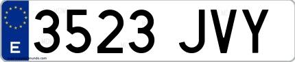 Ejemplo de matrícula española 3523 JVY