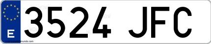 Ejemplo de matrícula española 3524 JFC