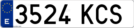 Ejemplo de matrícula de coche ordinaria 3524 KCS