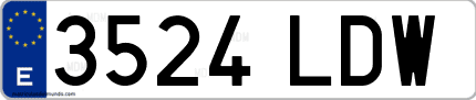 Ejemplo de matrícula de coche ordinaria 3524 LDW