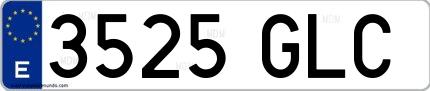 Ejemplo de matrícula española 3525 GLC