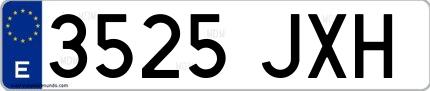 Ejemplo de matrícula española 3525 JXH