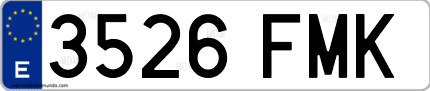 Ejemplo de matrícula de coche ordinaria 3526 FMK