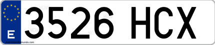 Ejemplo de matrícula de coche ordinaria 3526 HCX