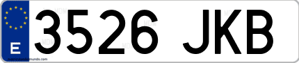 Ejemplo de matrícula de coche ordinaria 3526 JKB