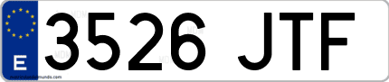 Ejemplo de matrícula de coche ordinaria 3526 JTF