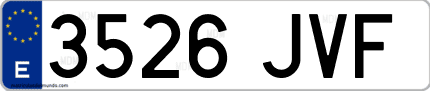 Ejemplo de matrícula de coche ordinaria 3526 JVF