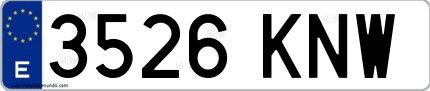Ejemplo de matrícula española 3526 KNW