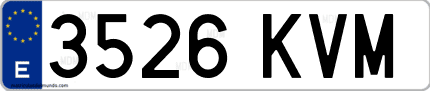 Ejemplo de matrícula de coche ordinaria 3526 KVM