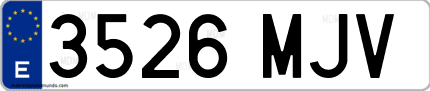 Ejemplo de matrícula de coche ordinaria 3526 MJV