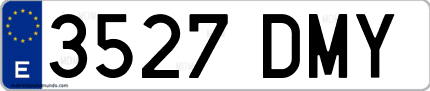 Ejemplo de matrícula de coche ordinaria 3527 DMY