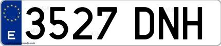 Ejemplo de matrícula española 3527 DNH