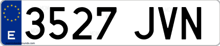 Ejemplo de matrícula de coche ordinaria 3527 JVN
