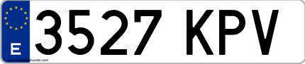 Ejemplo de matrícula de coche ordinaria 3527 KPV