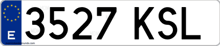 Ejemplo de matrícula de coche ordinaria 3527 KSL