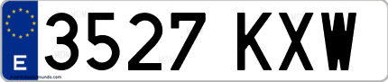 Ejemplo de matrícula de coche ordinaria 3527 KXW