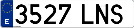 Ejemplo de matrícula de coche ordinaria 3527 LNS
