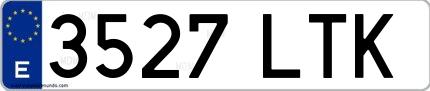 Ejemplo de matrícula española 3527 LTK