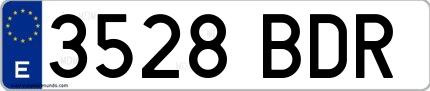 Ejemplo de matrícula española 3528 BDR