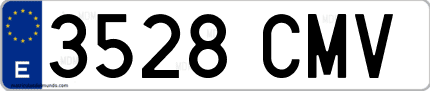 Ejemplo de matrícula de coche ordinaria 3528 CMV