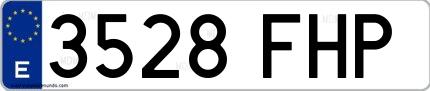 Ejemplo de matrícula de coche ordinaria 3528 FHP