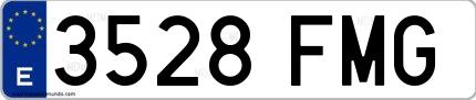 Ejemplo de matrícula española 3528 FMG