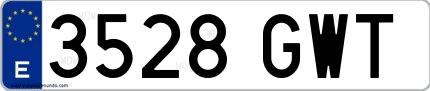 Ejemplo de matrícula española 3528 GWT