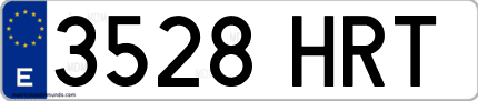 Ejemplo de matrícula de coche ordinaria 3528 HRT