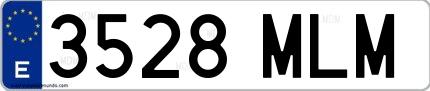 Ejemplo de matrícula española 3528 MLM