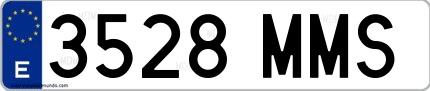 Ejemplo de matrícula de coche ordinaria 3528 MMS