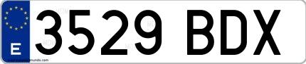 Ejemplo de matrícula española 3529 BDX