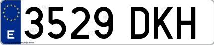 Ejemplo de matrícula española 3529 DKH
