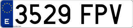 Ejemplo de matrícula de coche ordinaria 3529 FPV