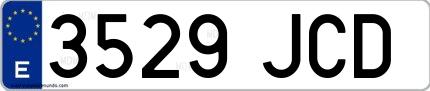Ejemplo de matrícula española 3529 JCD