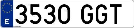 Ejemplo de matrícula española 3530 GGT