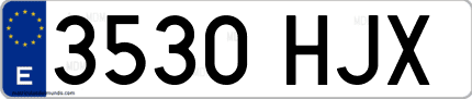 Ejemplo de matrícula de coche ordinaria 3530 HJX