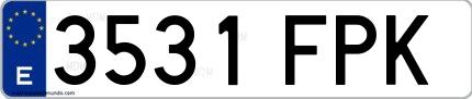 Ejemplo de matrícula española 3531 FPK