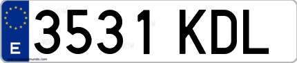 Ejemplo de matrícula de coche ordinaria 3531 KDL