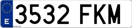 Ejemplo de matrícula española 3532 FKM
