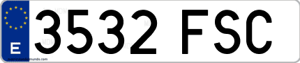 Ejemplo de matrícula de coche ordinaria 3532 FSC