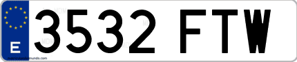 Ejemplo de matrícula de coche ordinaria 3532 FTW