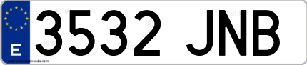Ejemplo de matrícula de coche ordinaria 3532 JNB