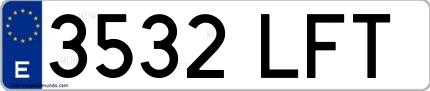 Ejemplo de matrícula española 3532 LFT