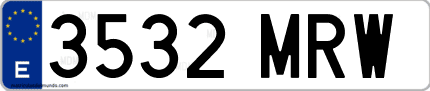 Ejemplo de matrícula de coche ordinaria 3532 MRW