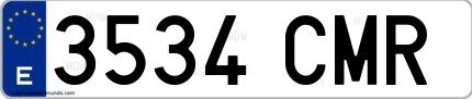 Ejemplo de matrícula española 3534 CMR