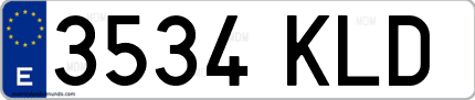 Ejemplo de matrícula de coche ordinaria 3534 KLD