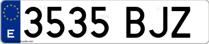 Ejemplo de matrícula de coche ordinaria 3535 BJZ