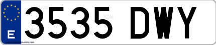 Ejemplo de matrícula de coche ordinaria 3535 DWY