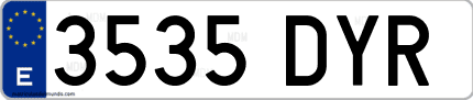 Ejemplo de matrícula de coche ordinaria 3535 DYR