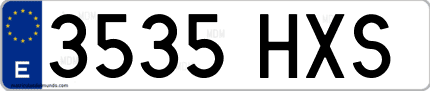 Ejemplo de matrícula de coche ordinaria 3535 HXS